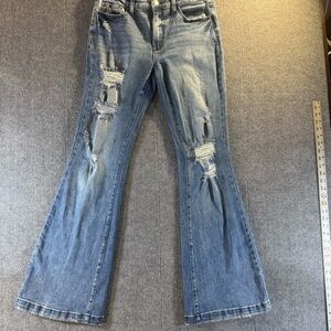 Bailey Made BME High Rise Distressed Flare Jeans Light Wash 33 Long 11/29